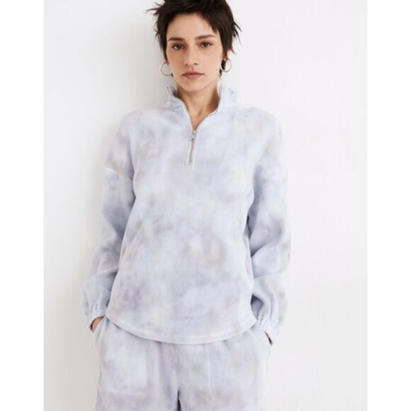 MADEWELL MWL Purple Tie Dye Waffle Knit Half Zip Pullover Sweater Size Medium - Picture 1 of 10